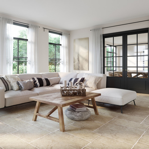 carrelages sol en céramique, carrelages sol, look de la pierre naturelle, beige, Impermo, rural & paysan